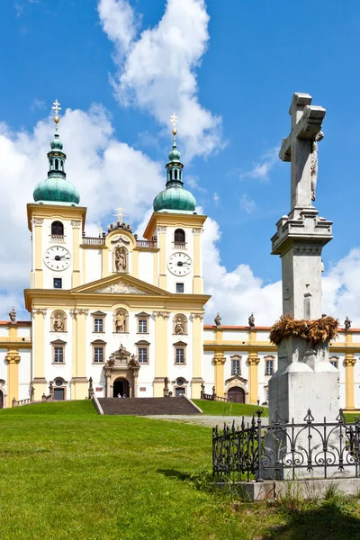 CZECH REPUBLIC, SVATY KOPECEK - MAY 9, 2016: Holly Hill, The Church of the Visitation of the Virgin Mary, town Olomouc, Czech republic. In 1995 visited by the Pope Jan Paul II. — Stock Photo, Image