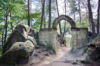ruins of gothic castle Pantheon - Vranov in Mala Skala village from 14th cent., Bohemian Paradise region, Czech Republic clipart
