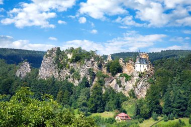 ruins of gothic castle Pantheon - Vranov in Mala Skala village from 14th cent., Bohemian Paradise region, Czech Republic clipart