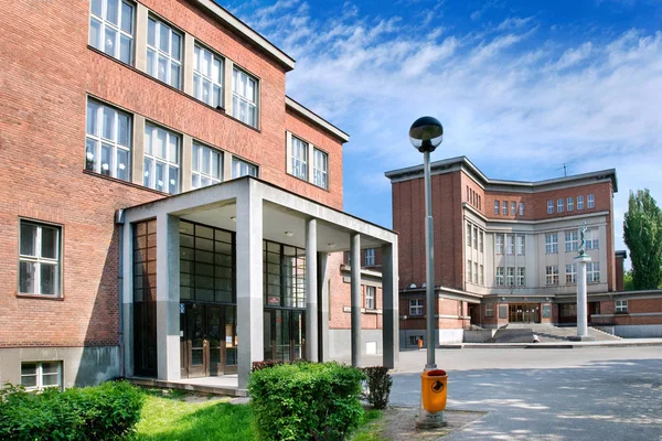 Famous functionalist building of Tyl school  by arch. Gocar, historical town Hradec Kralove, Czech republic — Stock Photo, Image