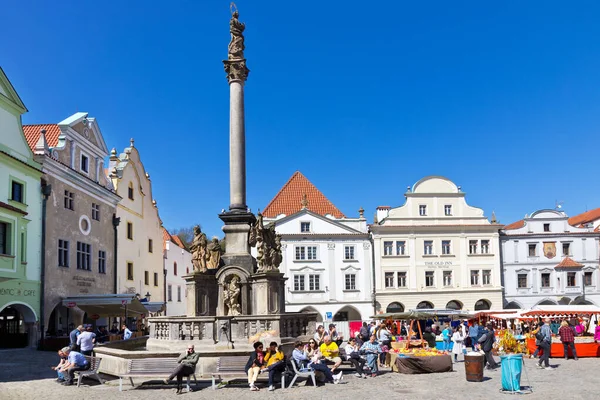 Plaza principal, ciudad de Cesky Krumlov (UNESCO), Bohemia del Sur, República Checa, Europa — Foto de Stock