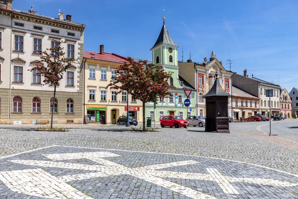 Great square, Kraliky town, East Bohemia, Czech republic — Stock Photo, Image