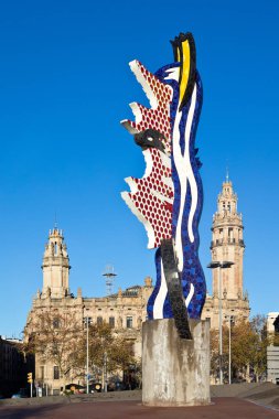 The Head of Barcelona by artist Roy Lichtenstein for the 1992 Olympic Games, Barcelona, Spain