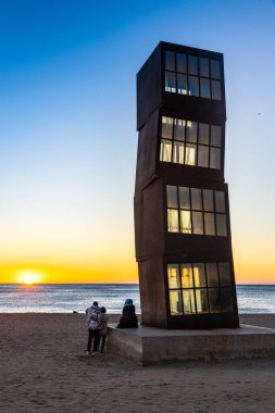 The sculpture designed by installation artist Rebecca Horn in COR-TEN steel, Barcelona, Spain