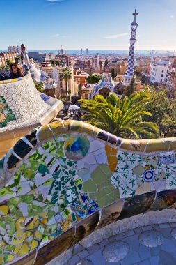 Guell Park, Barselona, Katalanya, İspanya. Unesco tarafından korunuyor.