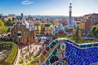 Guell Park, Barselona, Katalanya, İspanya. Unesco tarafından korunuyor.