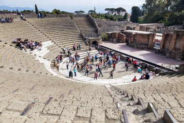 İtalya, Pompei - 19 Ekim 2019: Vezüv Dağı 'nın Ad 79' da patlamasıyla antik Roma şehri yok oldu. Pompeii bir Unesco Dünya Mirası Alanı..
