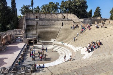 İtalya, Pompei - 19 Ekim 2019: Vezüv Dağı 'nın Ad 79' da patlamasıyla antik Roma şehri yok oldu. Pompeii bir Unesco Dünya Mirası Alanı..