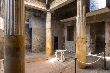 İtalya, Pompei - 19 Ekim 2019: 79 yılında Vezüv Dağı 'nın patlaması sonucu antik Roma şehri yok oldu. Pompeii bir Unesco Dünya Mirası Alanı..