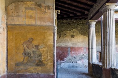 İtalya, Pompei - 19 Ekim 2019: 79 yılında Vezüv Dağı 'nın patlaması sonucu antik Roma şehri yok oldu. Pompeii bir Unesco Dünya Mirası Alanı..