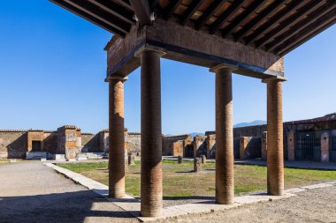 İtalya, Pompei - 19 Ekim 2019: 79 yılında Vezüv Dağı 'nın patlaması sonucu antik Roma şehri yok oldu. Pompeii bir Unesco Dünya Mirası Alanı..