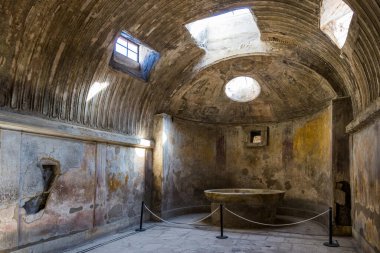 İtalya, Pompei - 19 Ekim 2019: 79 yılında Vezüv Dağı 'nın patlaması sonucu antik Roma şehri yok oldu. Pompeii bir Unesco Dünya Mirası Alanı..