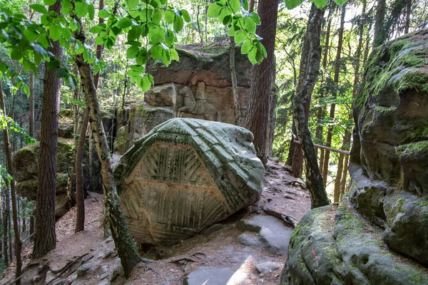 Kayadaki Heykeller Cent Ten Kopiç Mülkleri Bohem Cennet Bölgesi Çek — Stok fotoğraf