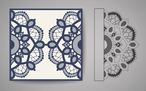 레이저 컷 초대 카드 레이저 절단 패턴 초대 웨딩 카드. — 스톡 벡터
