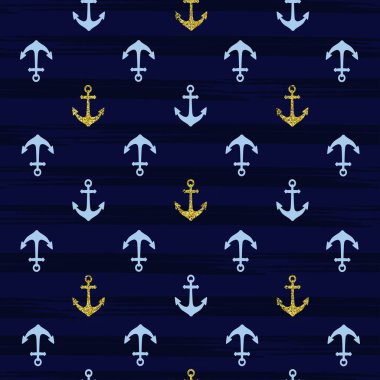 -Mavi ve altın desen arka çapa ile. Vektör