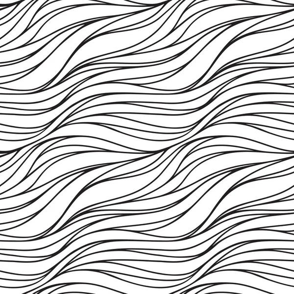 Naadloze textiel patroon met lijnen. Abstracte monochroom Golf nat — Stockvector