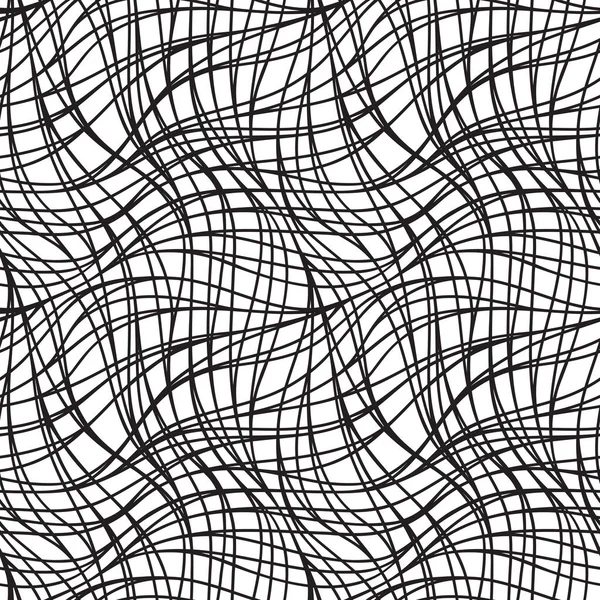 Modèle de filet en tissu sans couture avec des lignes. Onde monochrome abstraite — Image vectorielle