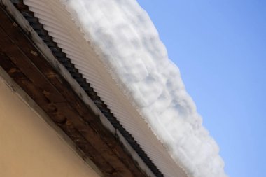 Çatıda kar birikintisi.