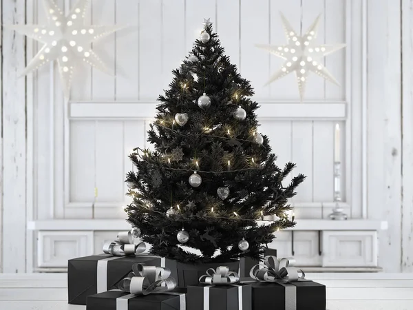 Bellissimo regalo con ornamenti natalizi. rendering 3d — Foto Stock