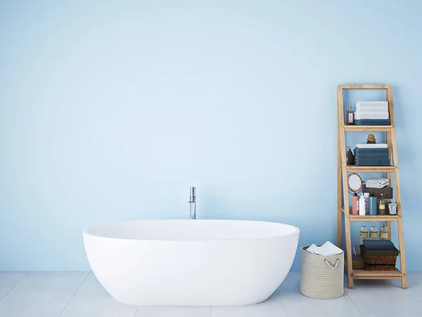 Голубая ванная комната. 3d-рендеринг — стоковое фото