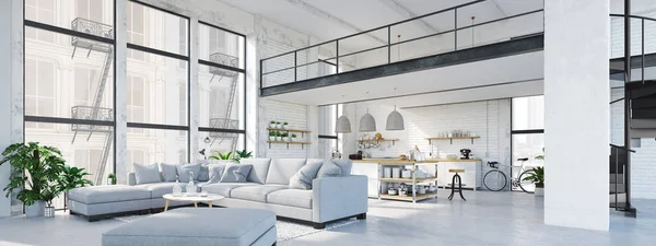 Modern loft apartment. 3D rendering — Stock Photo, Image