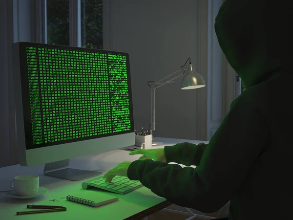 Hacker robar datos de PC. renderizado 3d —  Fotos de Stock