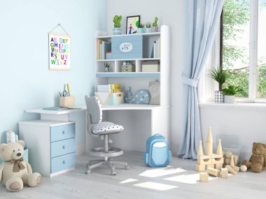 çocuk odası. 3D render
