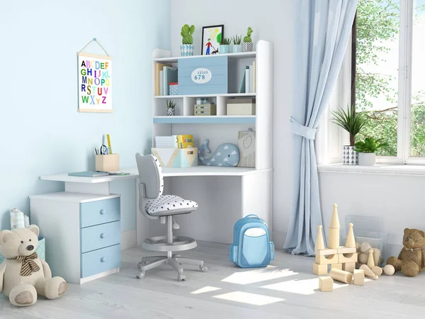 Kinderzimmer. 3D-Darstellung — Stockfoto