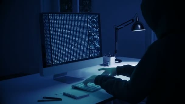 Χάκερ κλέβει δεδομένα από τον υπολογιστή. 3D rendering — Αρχείο Βίντεο