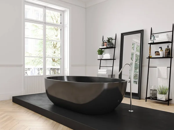 Klassieke luxe badkamer. 3D-rendering — Stockfoto
