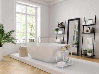classic luxury bathroom. 3d rendering clipart