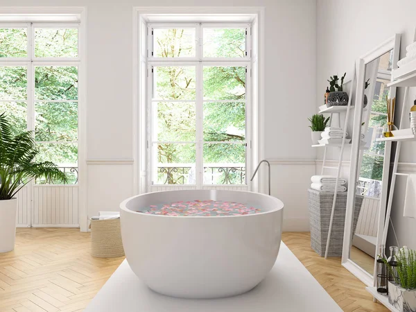 Klasik lüks banyo. 3D render — Stok fotoğraf