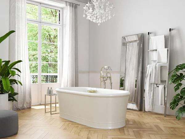 Klasické luxusní koupelna. 3D vykreslování — Stock fotografie