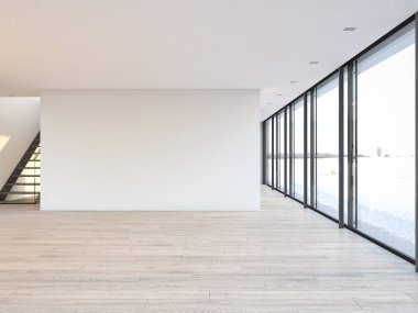 boş loft daire. 3D render