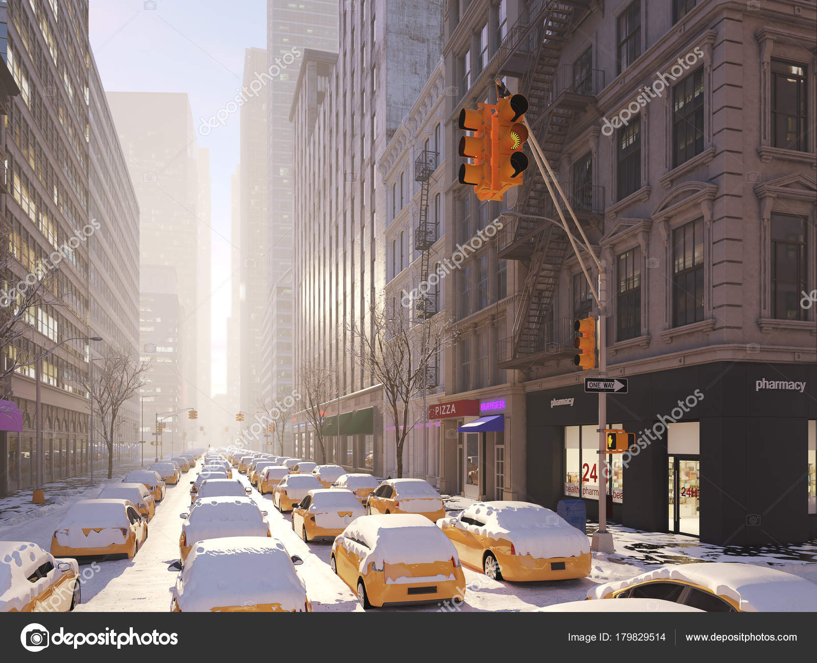 Blizzard In New York City 3d Rendering Stock Photo C 2mmedia 179829514