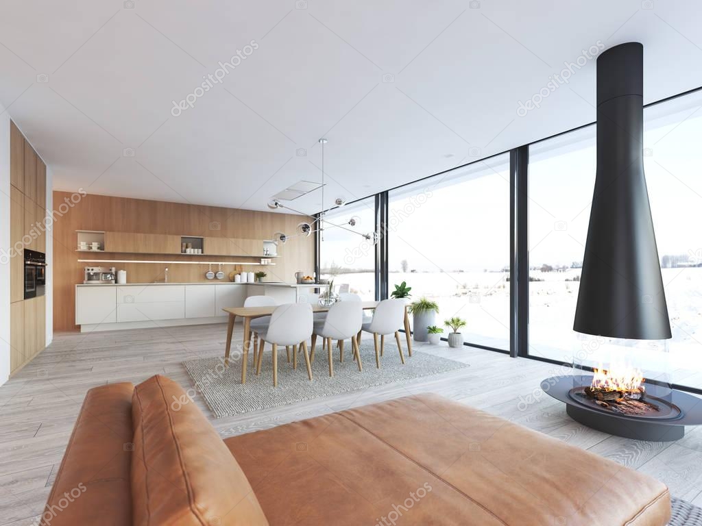 modern loft apartment. 3d rendering