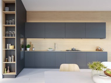 3d-çizimde yeni bir modern şehir loft daire.