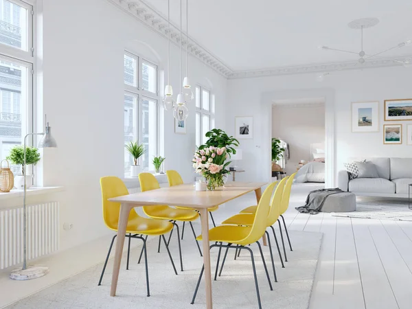 3D-Illustratie. moderne woonkamer in licht nieuw appartement — Stockfoto