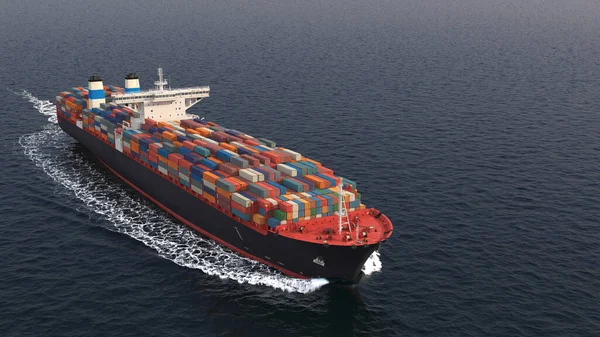 3D Illustration eines Containerschiffs. Internationaler Verkehr lizenzfreie Stockbilder