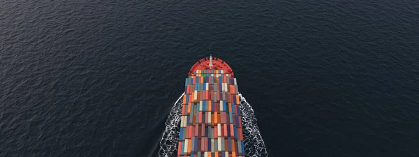 3D ilustrace kontejnerové lodi. Mezinárodní doprava — Stock fotografie