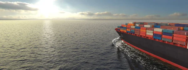 3d Illustratie van een containerschip. Internationaal vervoer — Stockfoto