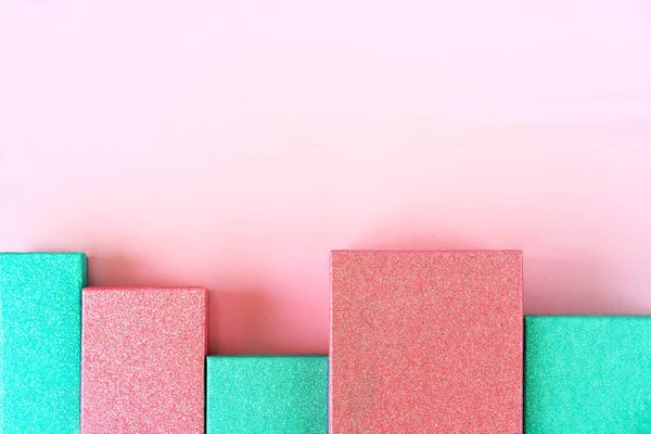 Pastel suave rosa y verde caja de plata de menta conjunto para regalo de Navidad — Foto de Stock