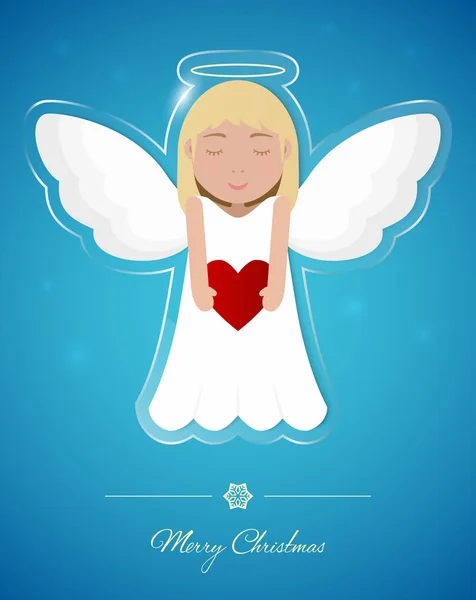 Angel with heart on transparent glass — Stock Vector
