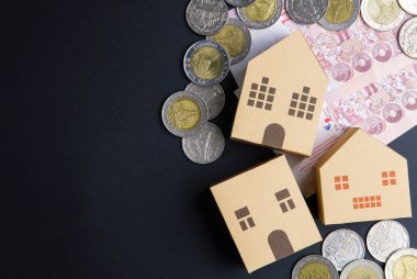 Mimari model kağıt kutusu küpleri, banknot Tayland ana sayfa ve