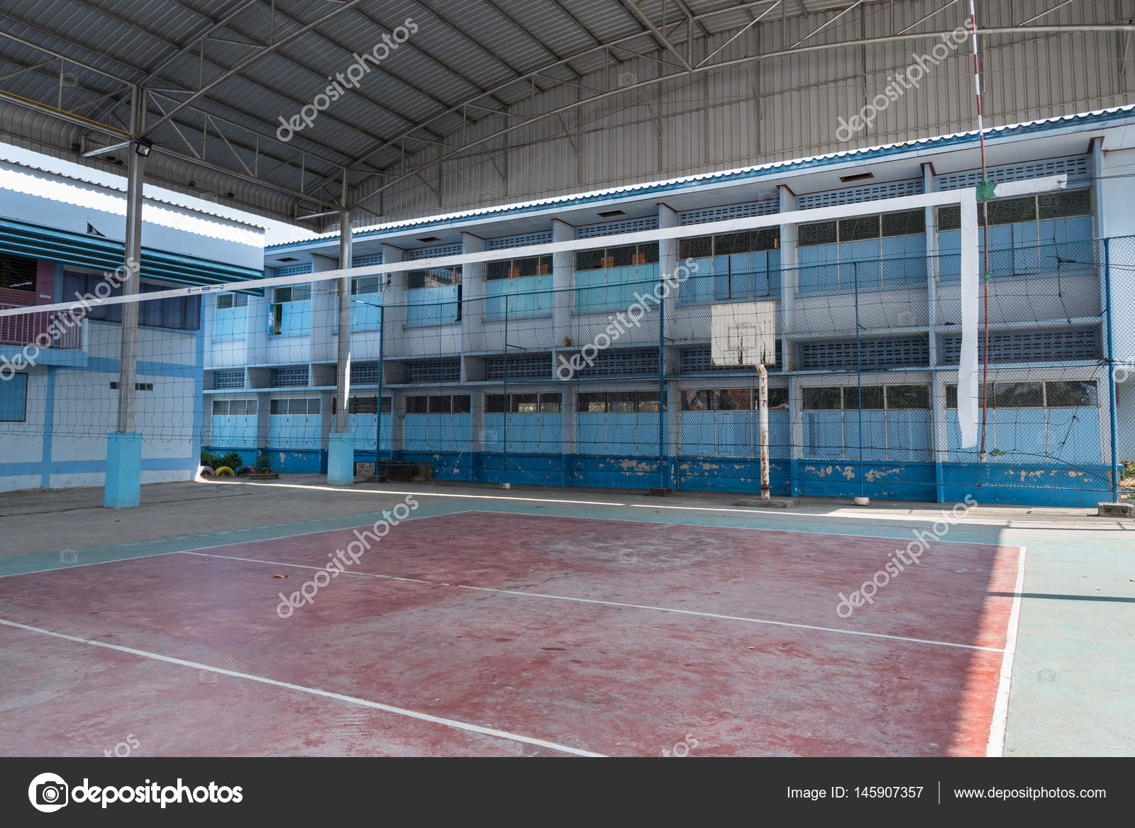 Volleyball court school gym indoor. — Stock Photo © Bubbers #145907357 Volleyball court school gym indoor. — Stock Photo © Bubbers #145907357