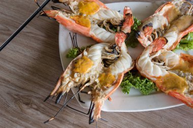 Izgara taze nehir karides, Tayland Restoran Tay tarzında gıda