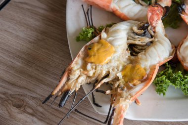 Izgara taze nehir karides, Tayland Restoran Tay tarzında gıda