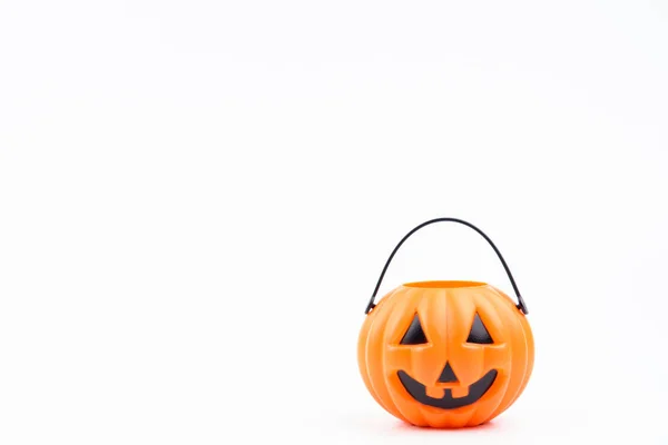 Jack o 'lantern calabaza de plástico sobre fondo blanco utilizado para — Foto de Stock