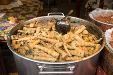 Bambu sürgünleri sebze, ot çorbası. Tayland Gıda.