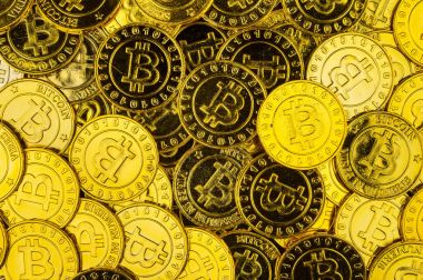 Arka plan olarak altın bitcoins para Cryptocurrency. Dijital curre